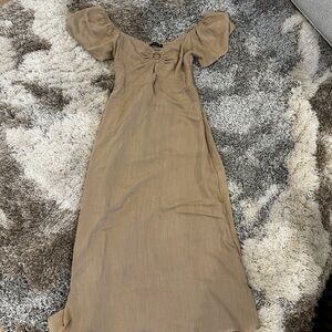 NWOT Elegant Tan Off-Shoulder Dress